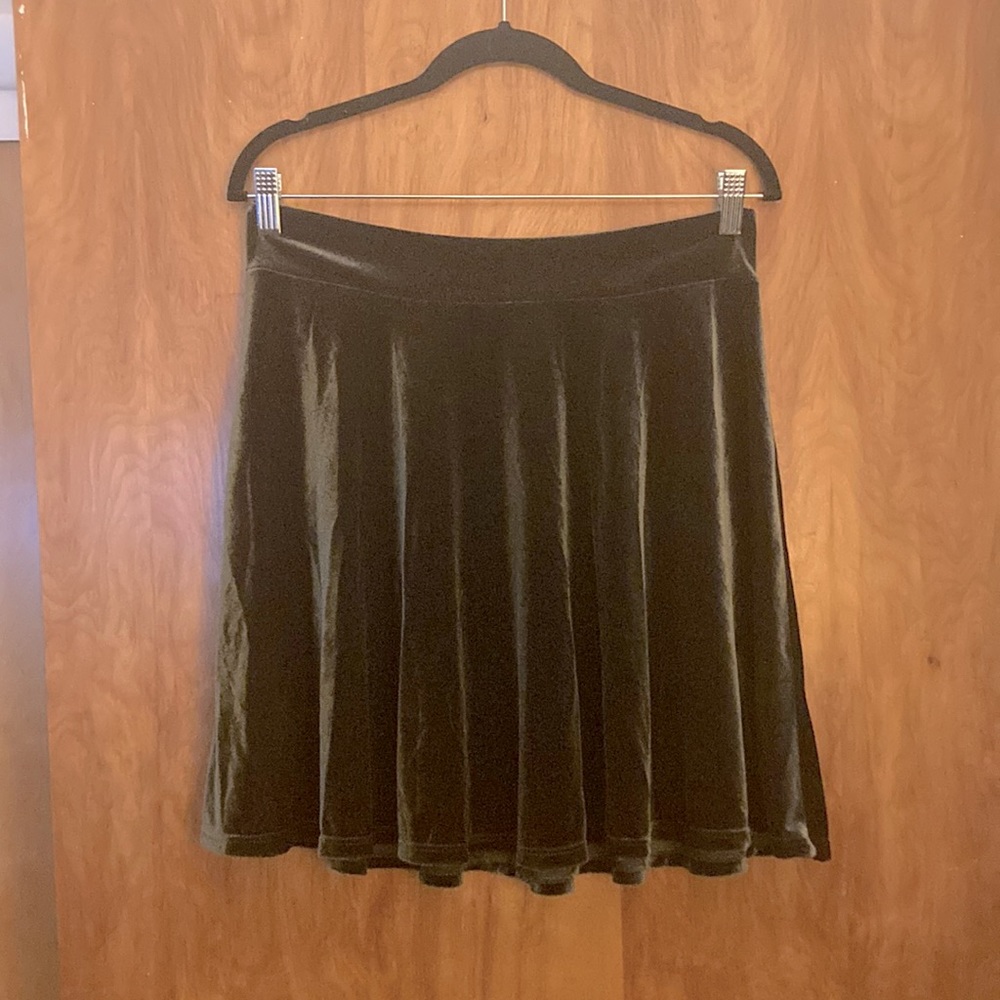 ModCloth green velvet Mezzanine skater skirt